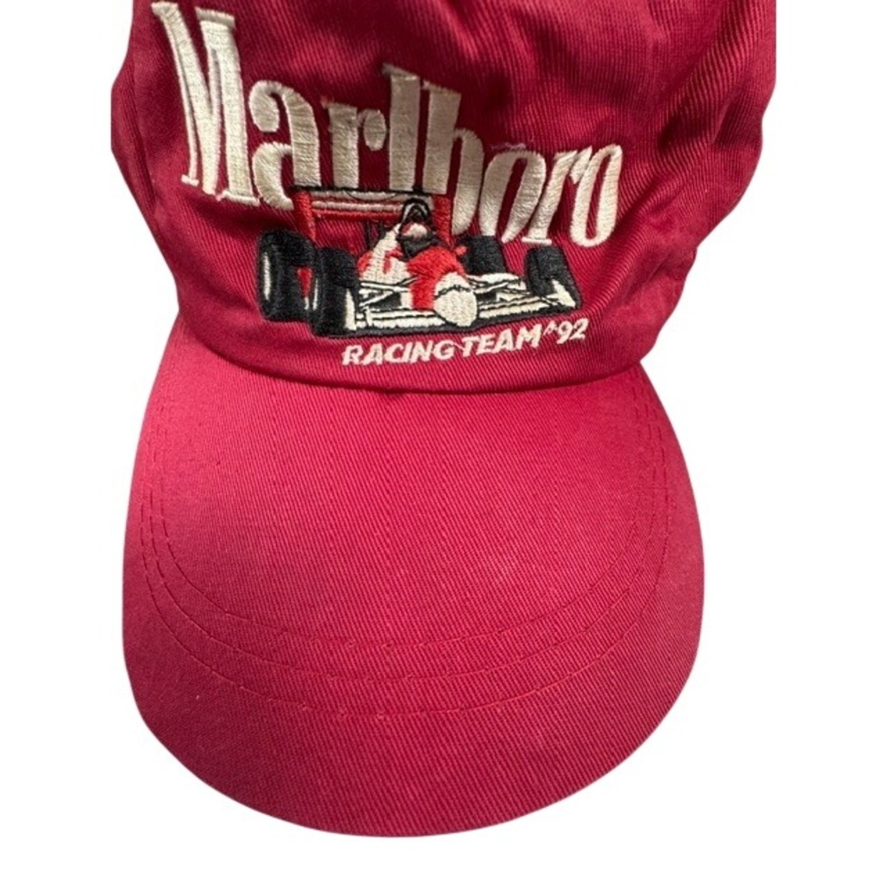 Marlboro Hat Mens OS Racing Team 92 Snapback Red Corduroy Vintage Vanguard